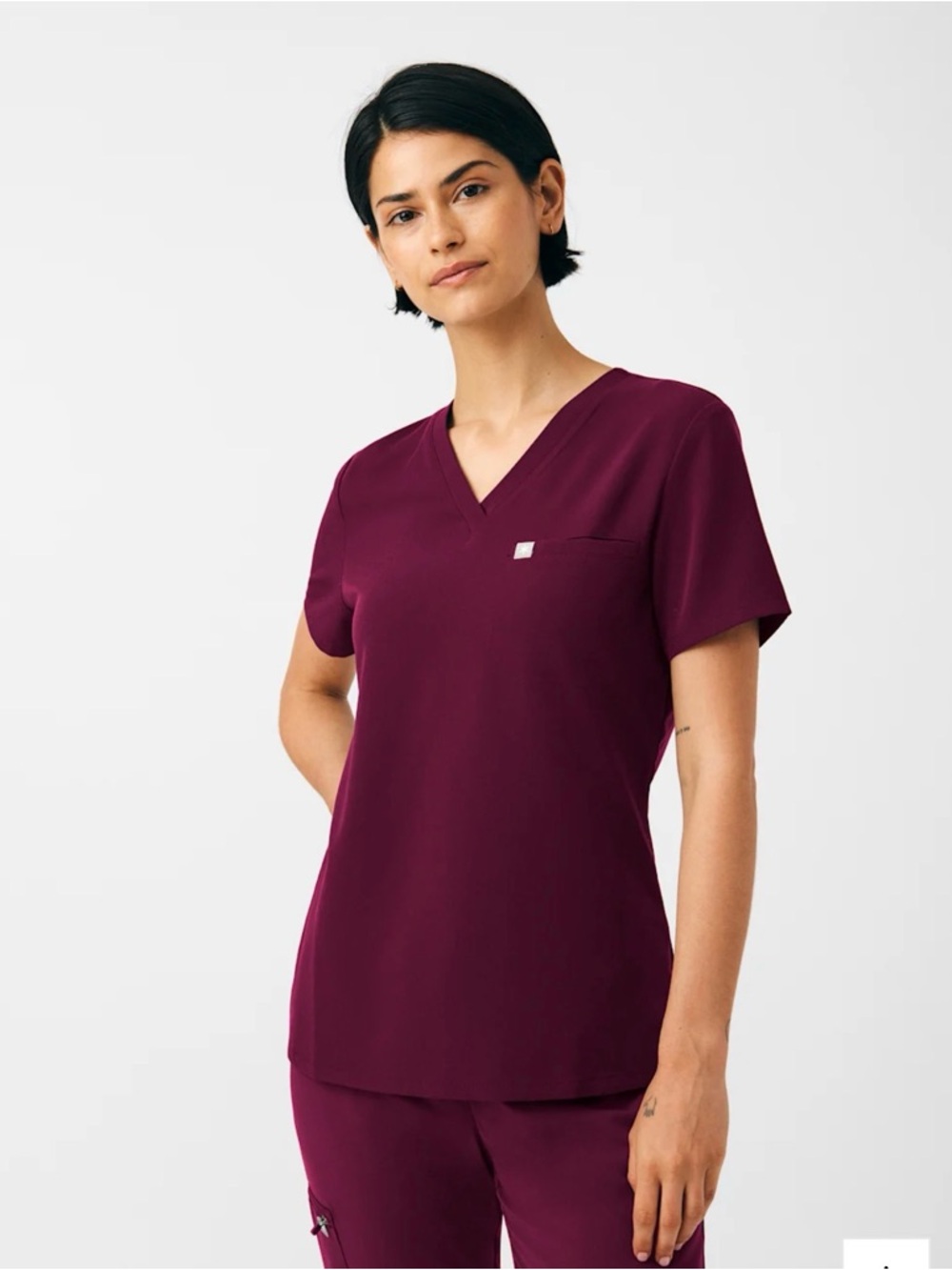 Beyond Scrubs Top Womens Wine Red 5X  V Neck Short Sleeve Pocket Comfy